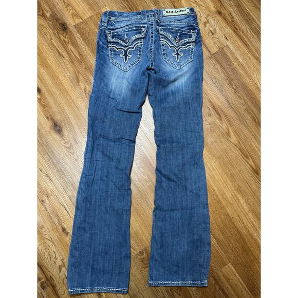 Rock Revival May Easy Boot Size 25 Embroidered Embellishment Bootcut Jeans EB - Picture 4 of 7